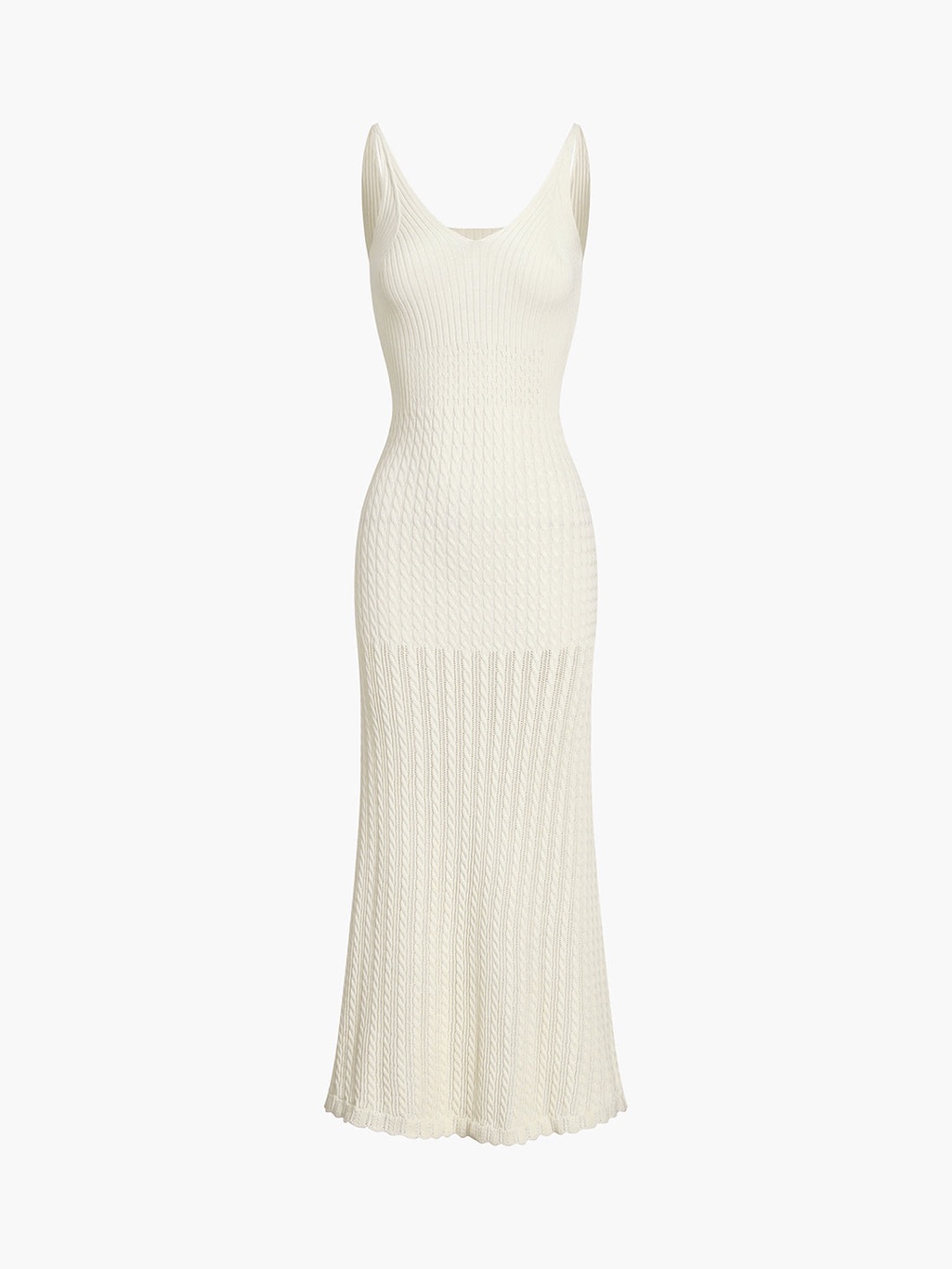 Commense Ivory Jacquard Knit Midi Dress Textured Elegant Minimalist Size Xl